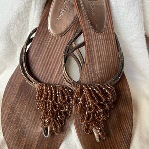 Cole Haan Brown Beaded Sandals